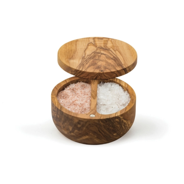Italian Olive Wood Salt Cellar Box